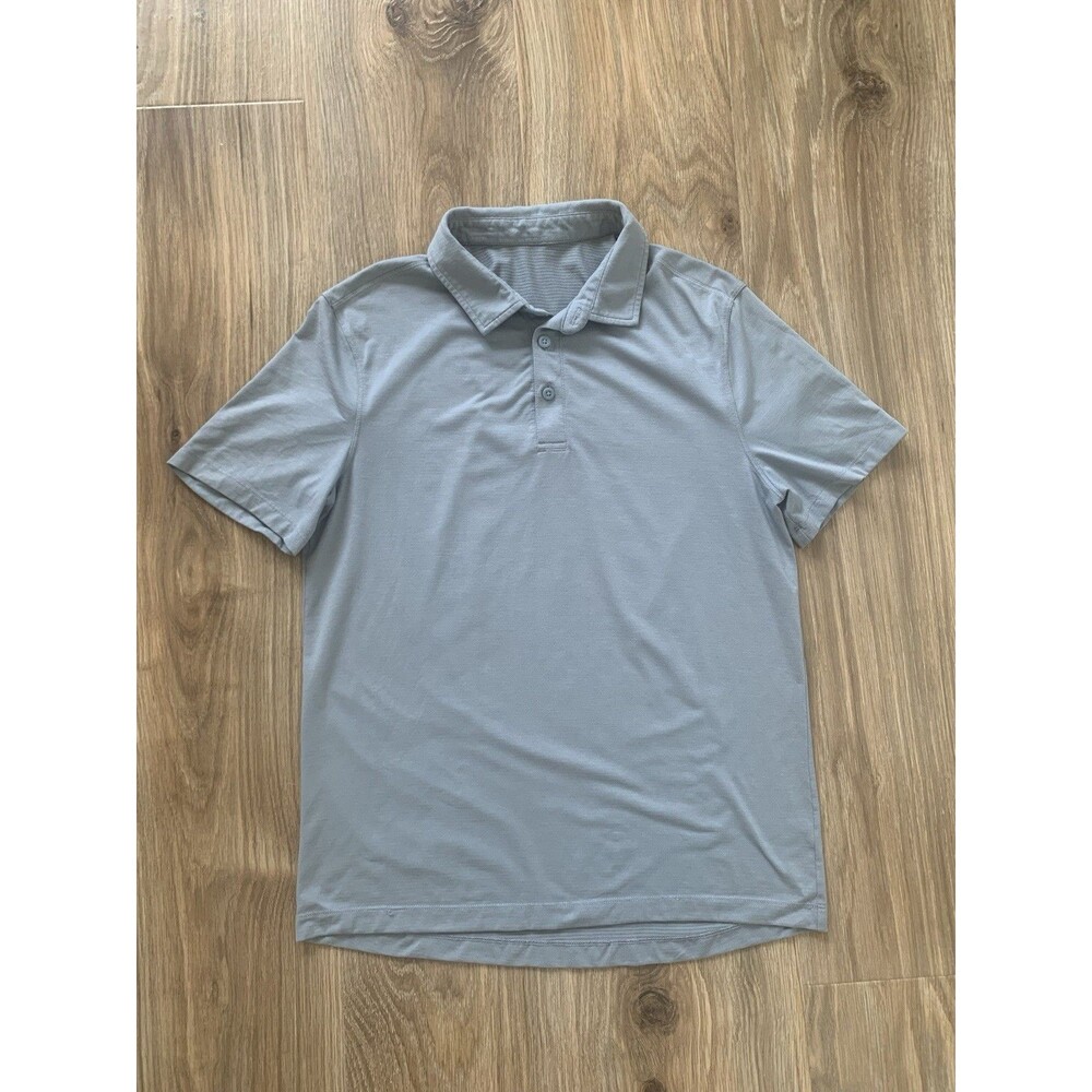 lululemon Evolution Polo Shirt Men’s M Light Blue Gray Golf Short Sleeve Stretch